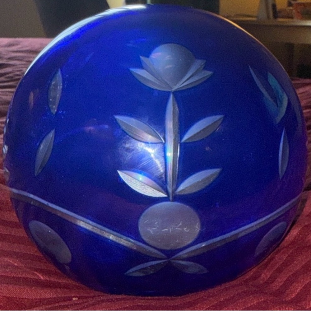 Large Blue Czech Paperweight/Doorstop Handblown